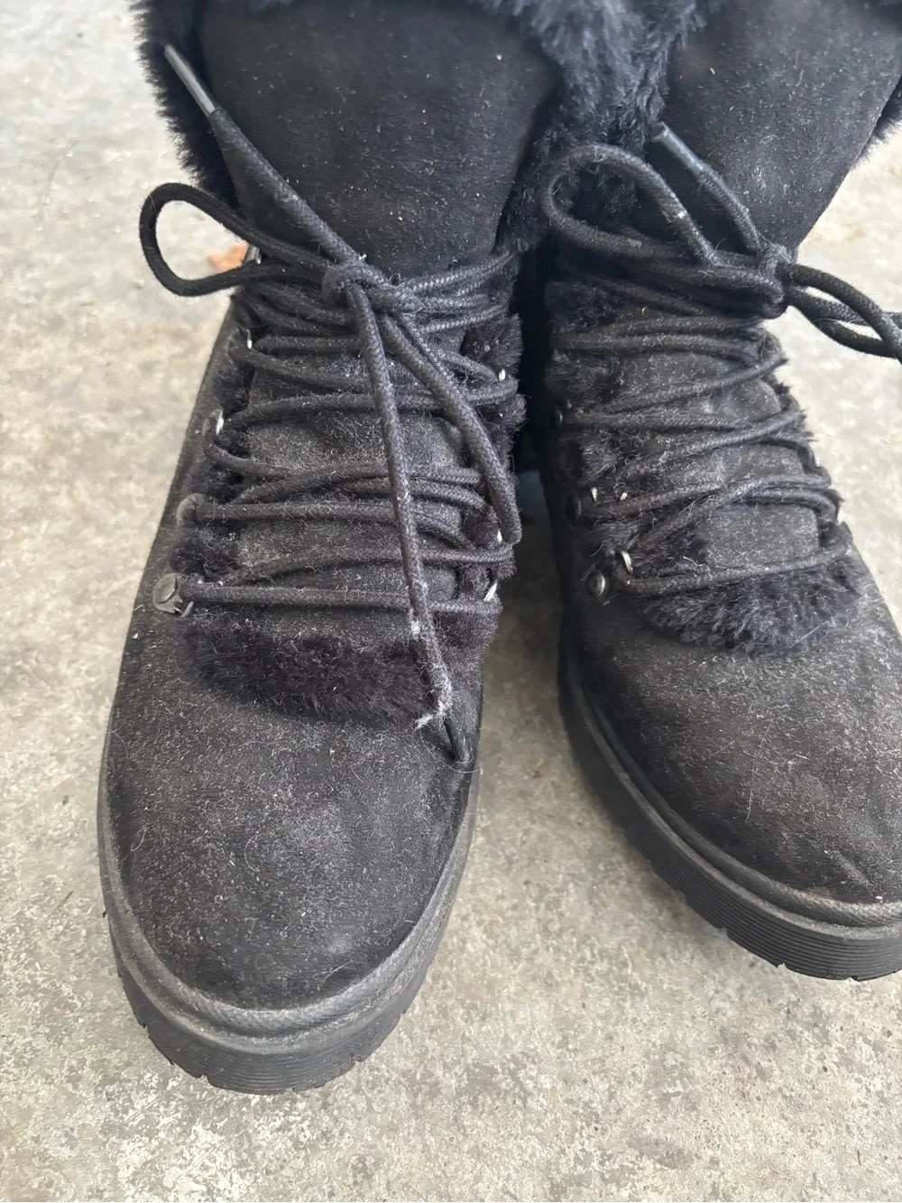 Target Black Faux-Fur Lace-Up Winter Boots